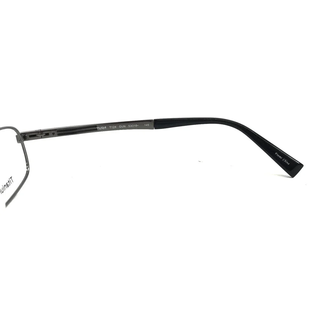 Tura Eyeglasses Frames T124 GUN Gunmetal Rectangle Wire Rim Titanium 53-18-145